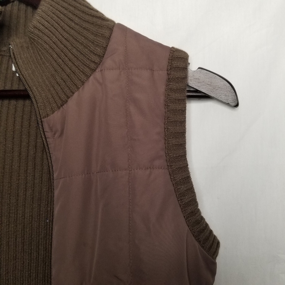 SUZY SHIER puffy double two way zip up brown vest - Picture 6 of 9